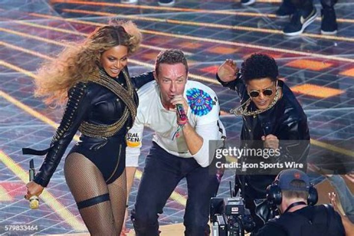 Beyonce, Chris Martin and Bruno Mars NFL 2015/16 Superbowl 50 Denver Broncos v Carolina Panthers Levi's Stadium, Santa Clara, America - 07 Feb 2016 NFL Super Bowl 50 Denver Broncos beat the Carolina Panthers. Coldplay with lead singer Chris Martin perform at half time with Beyonce Knowles and Bruno Mars.