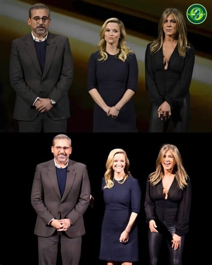 From left, Steve Carell, Reese Witherspoon and Jennifer Aniston speak at the Steve Jobs Theater during an event to announce Apple new products, in Cupertino, Calif Apple Streaming TV, Cupertino, USA - 25 Mar 2019