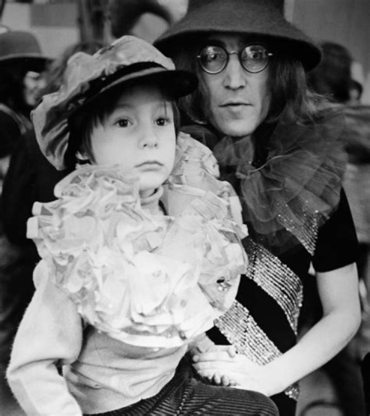 John Lennon with son Julian and Yoko Ono
