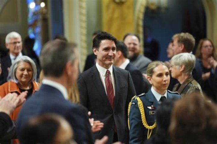 Justin Trudeau at a ceremony in Paris