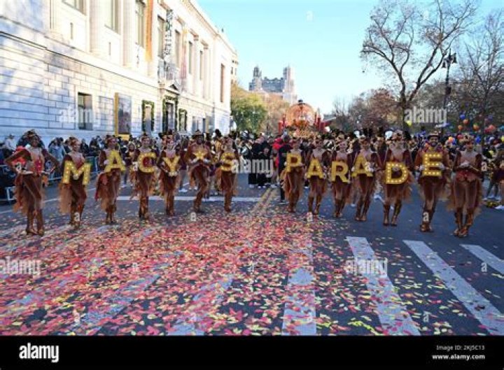 Performers march along the parade route during the 96th Macy's Thanksgiving Day Parade on November 24, 2022 in New York. Macy's Thanksgiving Day parade, New York, United States - 24 Nov 2022