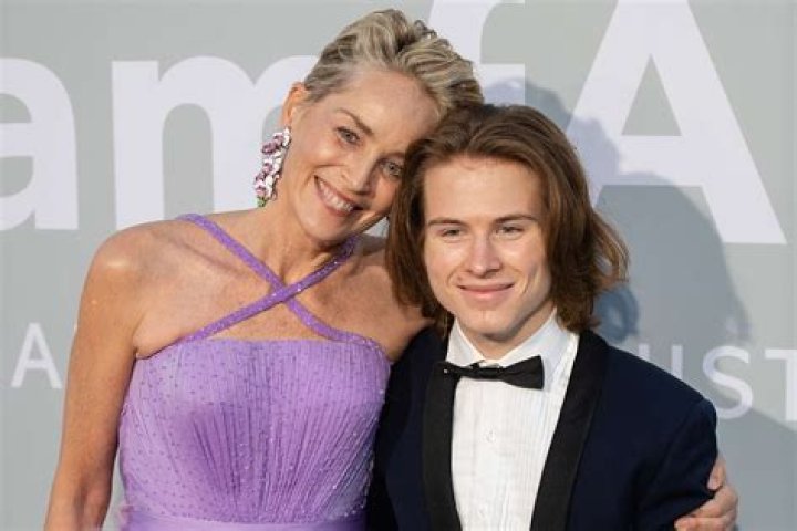 Sharon Stone & Son Roan At The 27th amfAR Gala